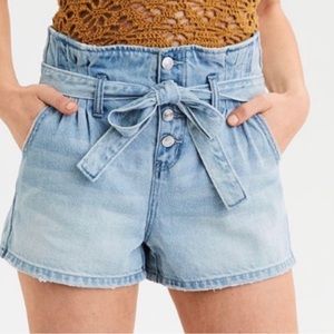 American Eagle Paper Bag Tie Front Mom Shorts